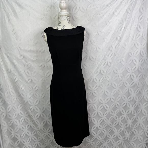 5 for $25| Kenar Black Peter Pan Collar Keyhole Back Night Out Sheath Midi Dress - Picture 1 of 14